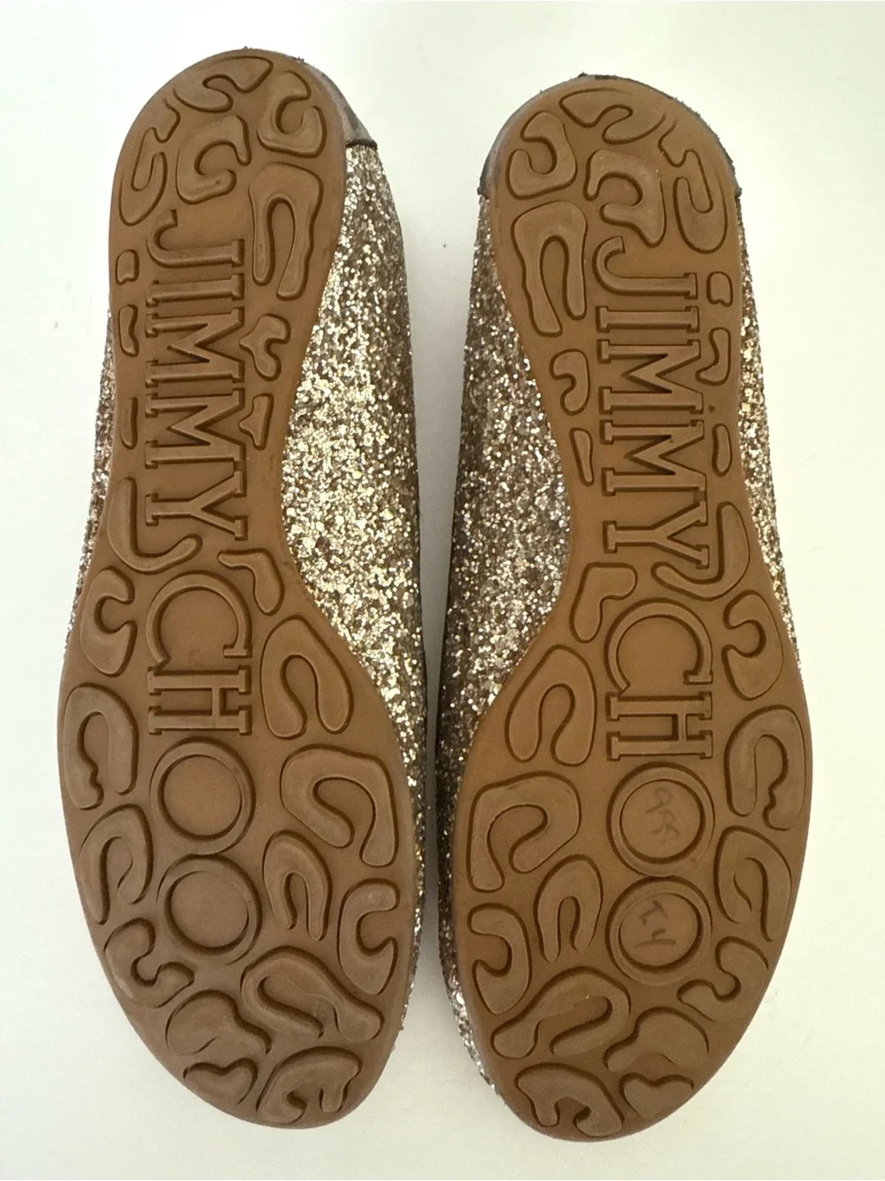 Jimmy Choo Women's Glitter Ballet Flats in Gold